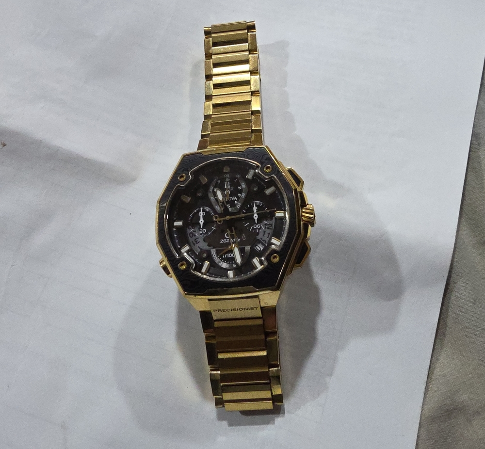 Bulova Gold and Black Men's Chronograph Watch